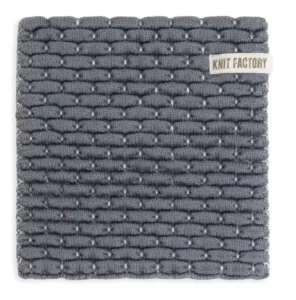 Knit Factory onderzetter Block ecru-antraciet