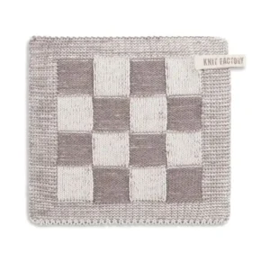 Knit Factory pannenlap Block ecru-taupe
