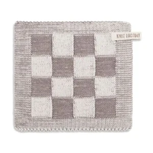 Knit Factory pannenlap Block ecru-taupe