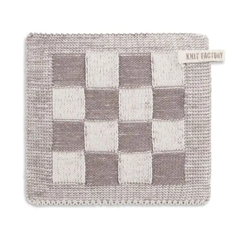 Knit Factory pannenlap Block ecru-taupe