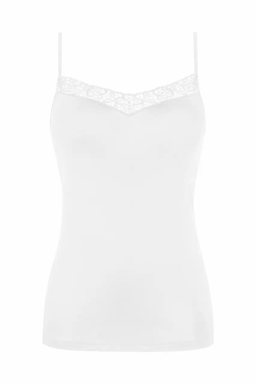 Mey dames spaghetti hemd Emotion Elegance wit 55370 - 40
