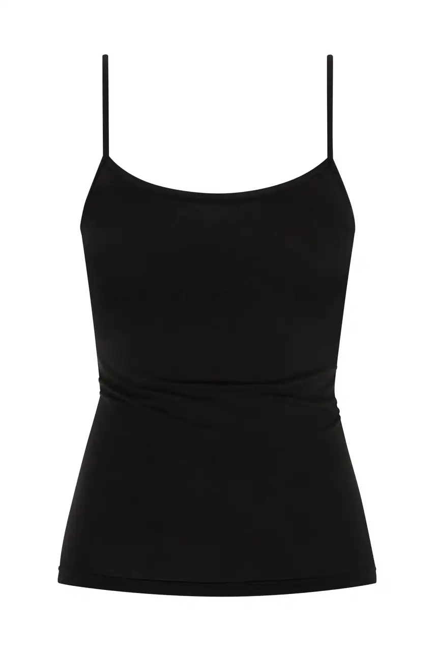 Mey dames spaghetti hemd Superfine Organic zwart 25815 - 40