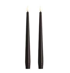 Moods & More led-kaars diner silk slim 23 x 250 mm 2-pack charcoal
