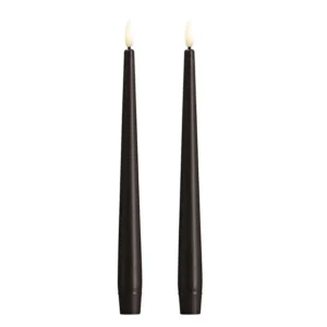 Moods & More led-kaars diner silk slim 23 x 250 mm 2-pack charcoal