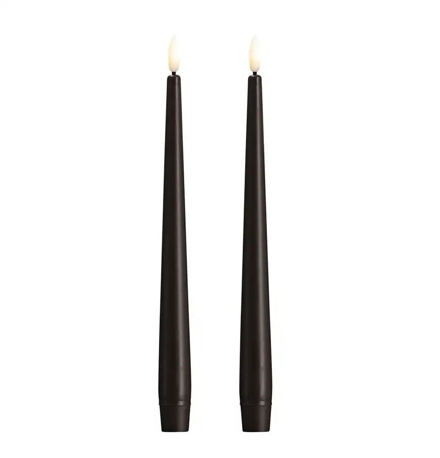 Moods & More led-kaars diner silk slim 23 x 250 mm 2-pack charcoal
