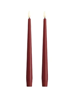 Moods & More led-kaars diner silk slim 23 x 250 mm 2-pack cranberry