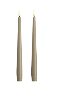 Moods & More led-kaars diner silk slim 23 x 250 mm 2-pack kit grey