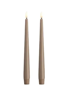 Moods & More led-kaars diner silk slim 23 x 250 mm 2-pack sand