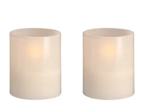 Moods & More led-kaars Hurricane Glass 47 x 57 mm 2-pack vanilla