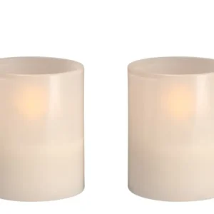 Moods & More led-kaars Hurricane Glass 47 x 57 mm 2-pack vanilla