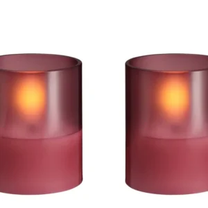 Moods & More led-kaars Hurricane Glass 47 x 57 mm 2-pack vintage rose