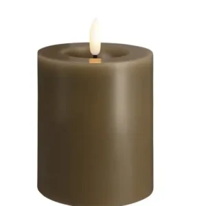 Moods & More led-kaars Melted silk 74 x 100 mm dark sand