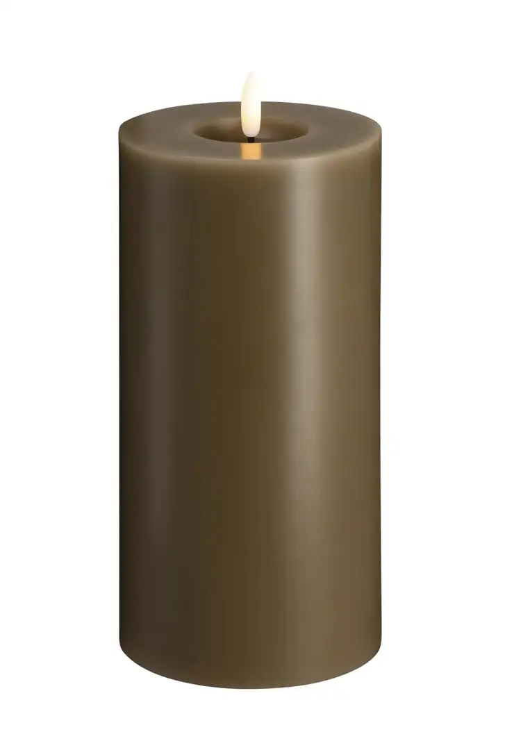 Moods & More led-kaars Melted silk 99 x 200 mm dark sand