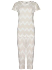 Pastunette dames pyjama capribroek beige 121251-220-1