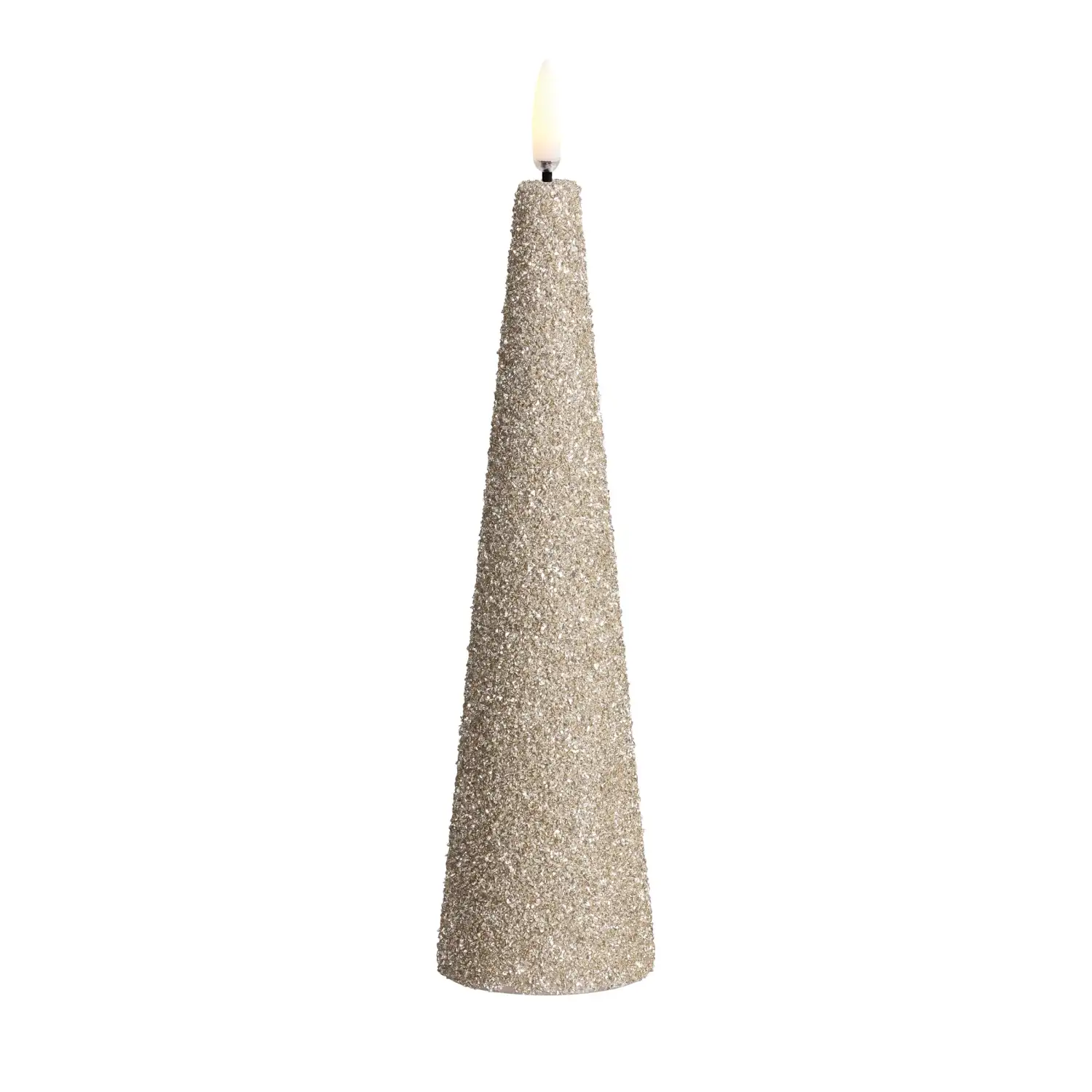 Uyuni led-kaars Cone Glitter 5,8 x 21,5 cm champagne