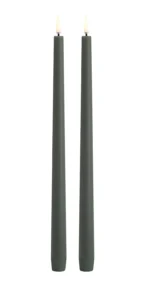 Uyuni led-kaars diner slim 2,3 x 25cm olive green 2pack