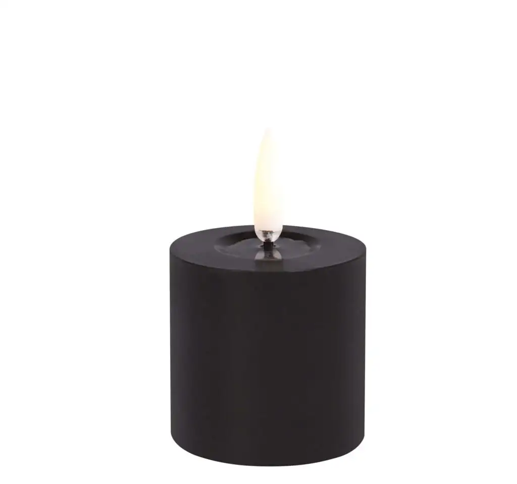 Uyuni led-kaars Melted 5 x 4,5cm plain black