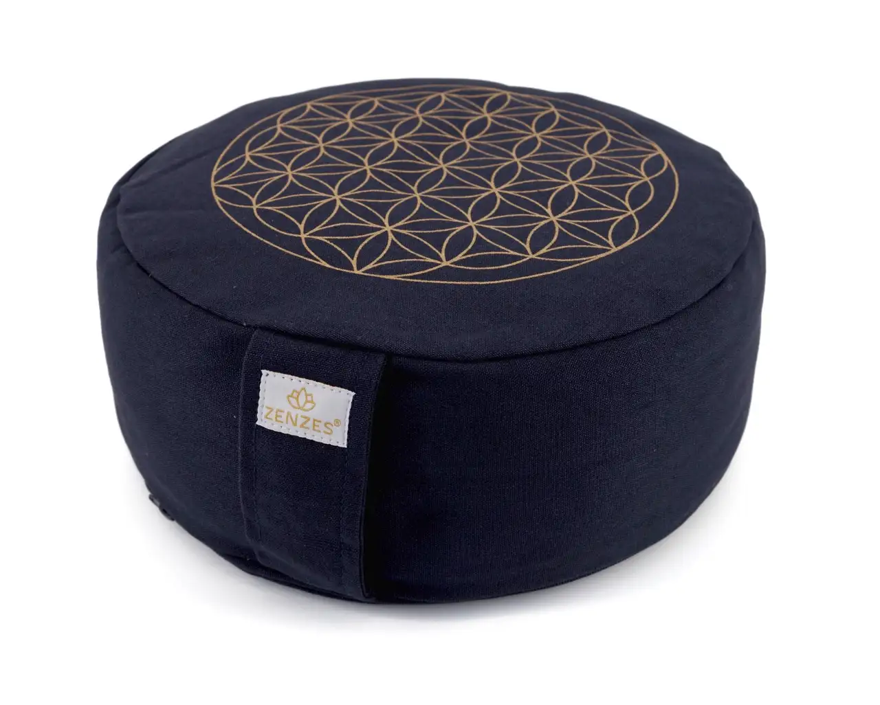ZENZES® meditatiekussen Flower of Life 33x14cm donkerblauw