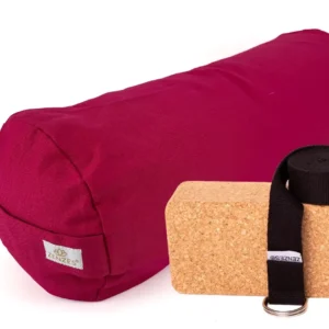 ZENZES® Pro Eco bolster met yogariem en yogablok - fuchsia