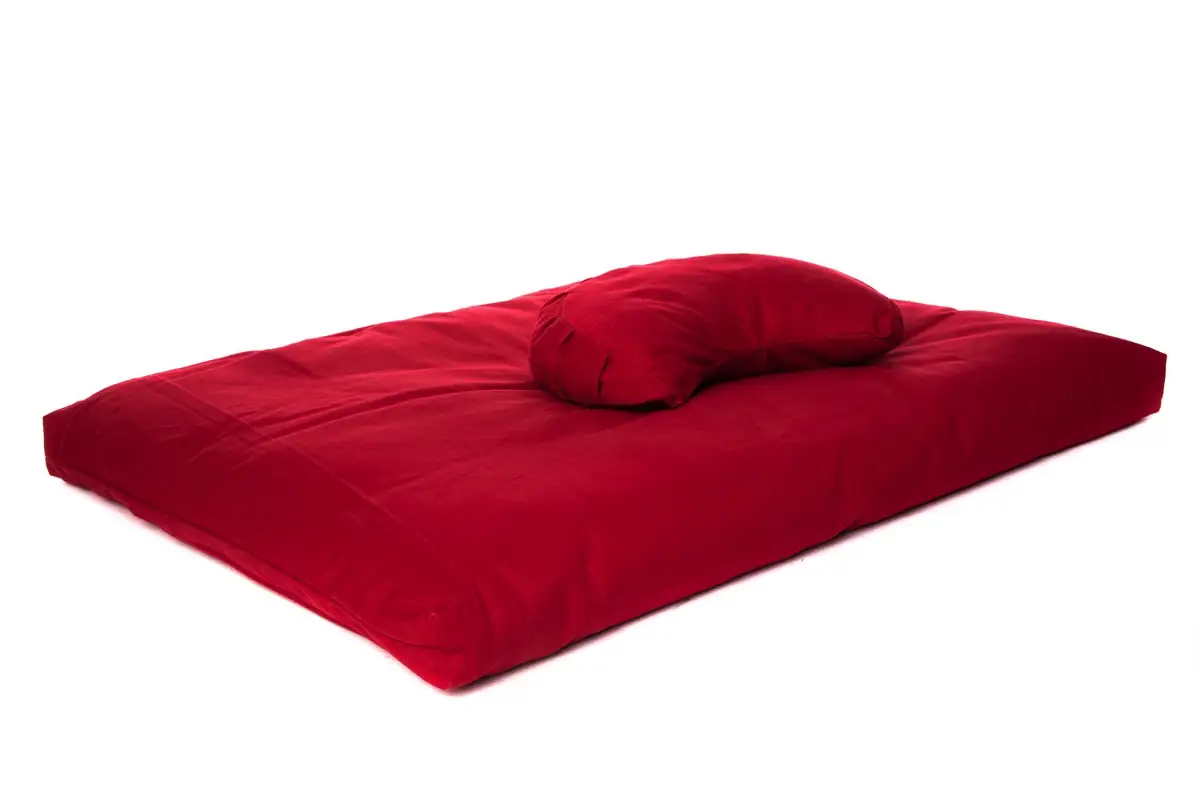 ZENZES® Pro Eco meditatiekussen zabuton en halve maan kussen bordeaux