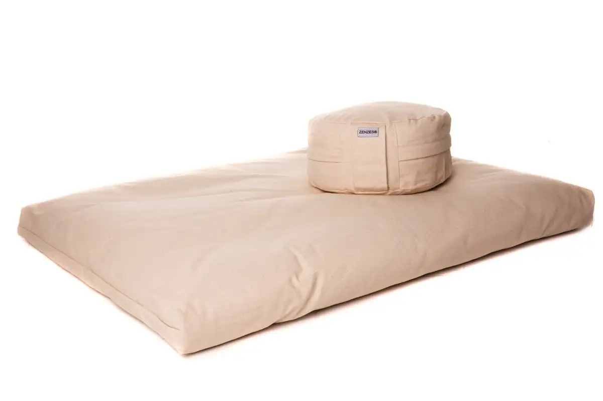 ZENZES® Pro Eco meditatiekussen zabuton en meditatiekussen ecru
