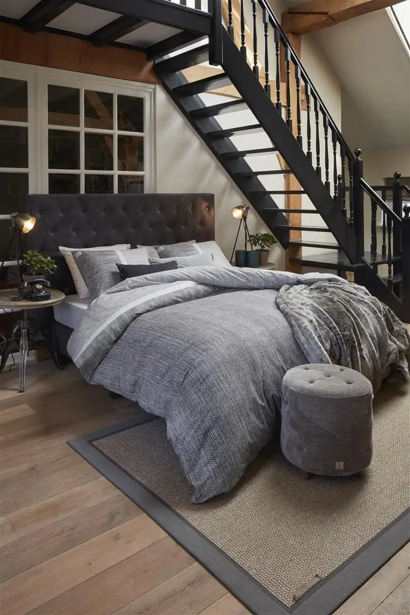 Riviera Maison dekbedovertrek Amsterdam Loft grey - 1-persoons 140x200/220cm + 1 sloop - Afbeelding 2