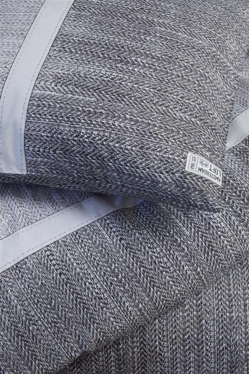 Riviera Maison dekbedovertrek Amsterdam Loft grey - 1-persoons 140x200/220cm + 1 sloop - Afbeelding 4