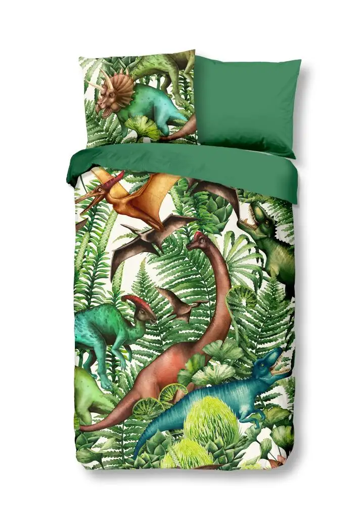 Good morning dekbedovertrek Prehistory (6585, groen) - 1-persoons 140x200/220cm + 1 sloop - Afbeelding 2
