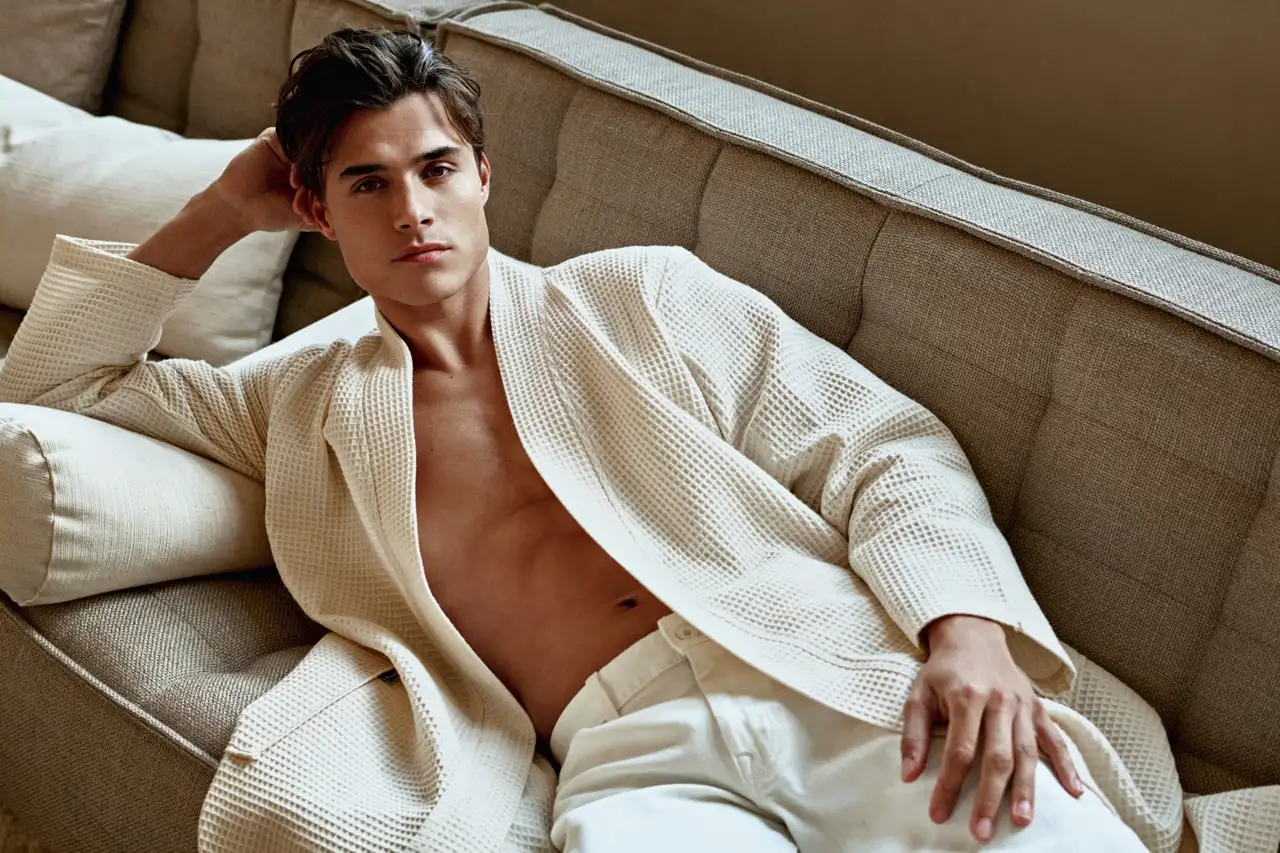 Vandyck badjas Biarritz cream tan - Afbeelding 3