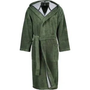 Cawö heren badjas met capuchon 843 groen - 50/52