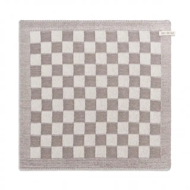 Knit Factory keukendoek Block ecru-taupe