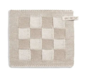 Knit Factory pannenlap Block ecru-linnen