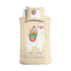 Little Monster dekbedovertrek Alpaca Adventure Sand 140x200/220 - Zand