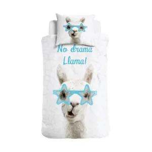 Little Monster dekbedovertrek No Drama Llama White 140x200/220 - Wit