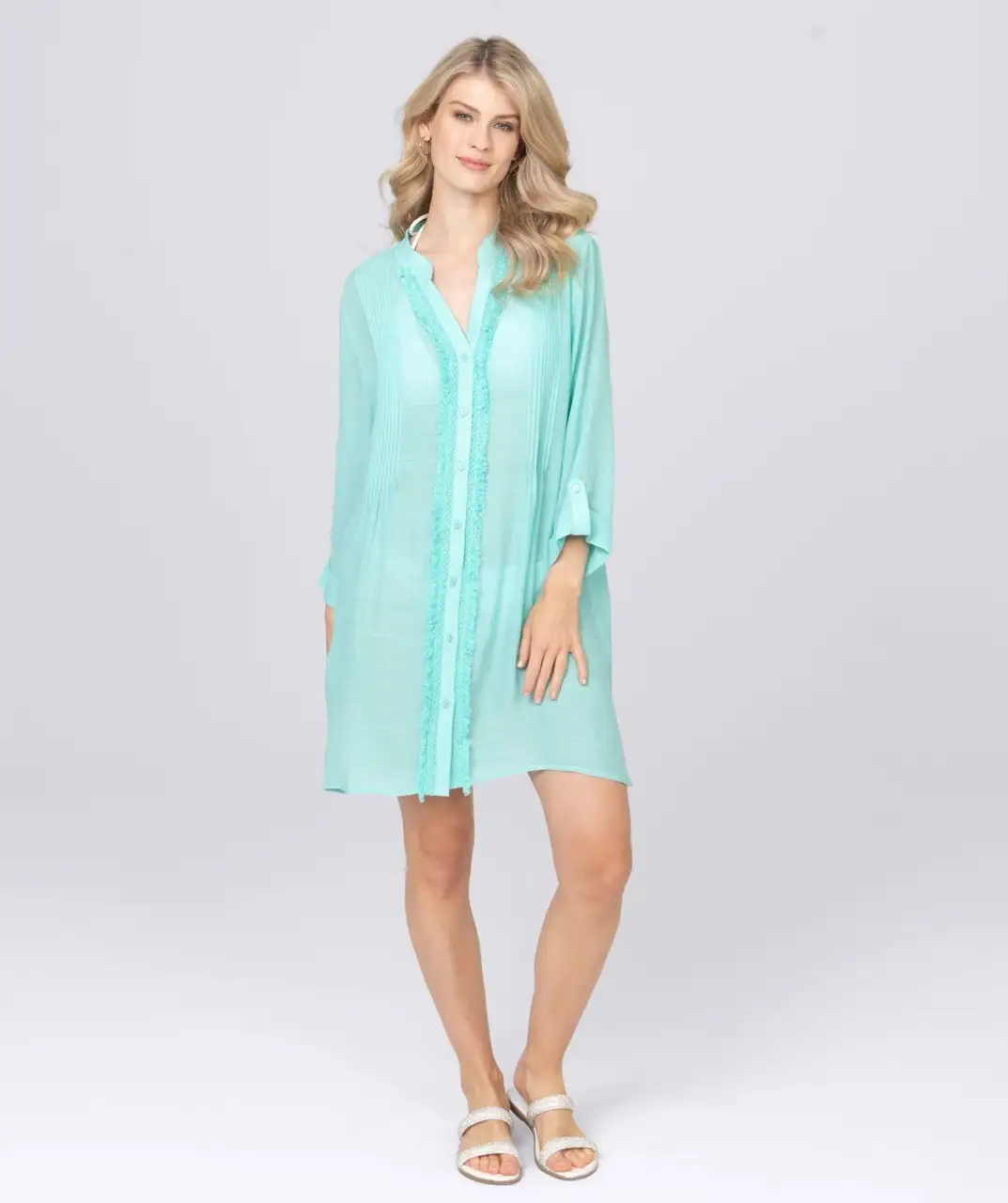 Pia Rossini Reeva beachdress aquamarine - M/L