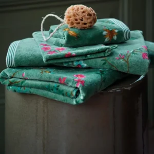 PiP studio handdoek Les Fleurs green 55x100 - Handdoek 55x100cm