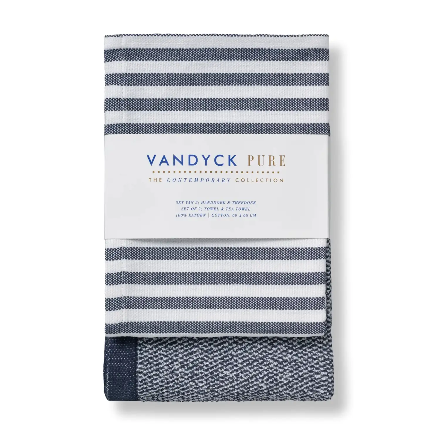 Vandyck theedoek - handdoek set Pure Kitchen blue ink - Afbeelding 2