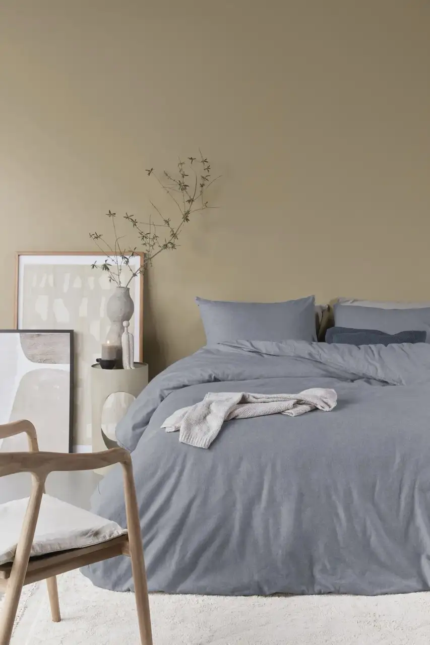 Beddinghouse flanellen dekbedovertrek Frost blue grey