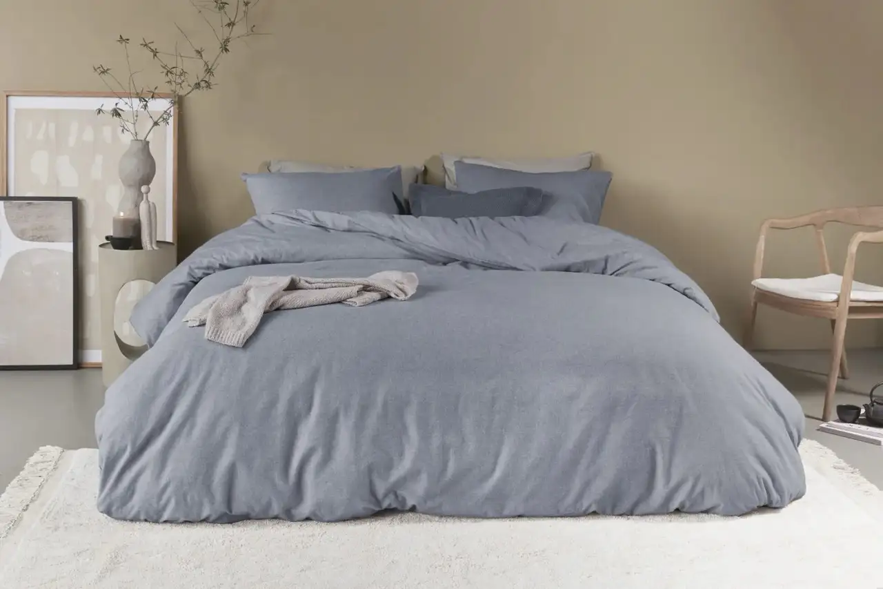 Beddinghouse flanellen dekbedovertrek Frost blue grey - Afbeelding 4