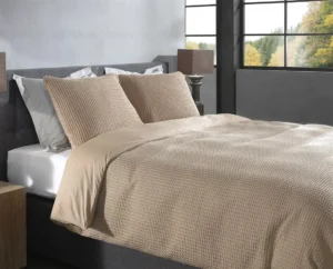 Heckett Lane dekbedovertrek Vafala pale khaki - 1-persoons 140x200/220cm + 1 sloop