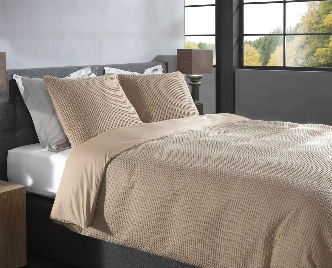 Heckett Lane dekbedovertrek Vafala pale khaki - 1-persoons 140x200/220cm + 1 sloop