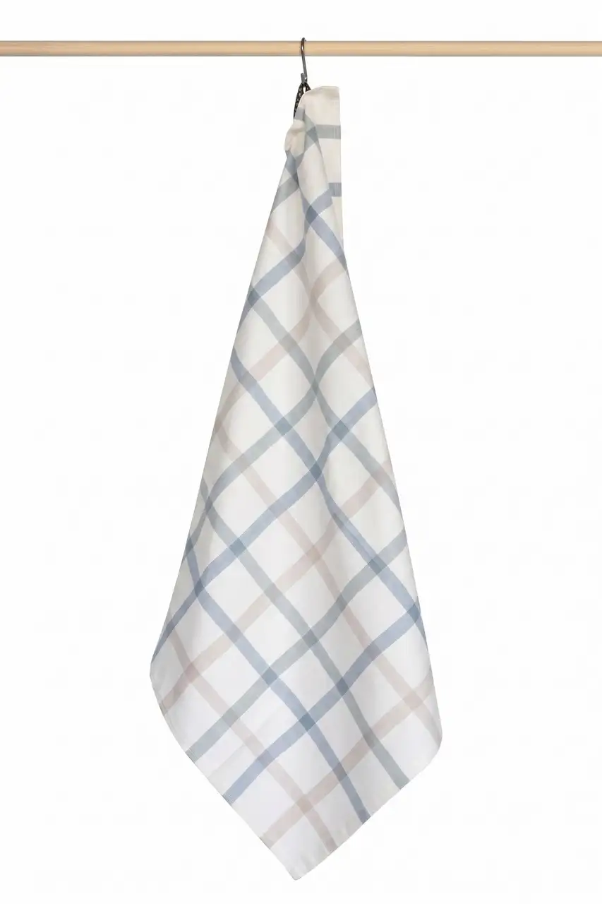 Jorzolino theedoek 3-color Check sand-greygreen-greyblue