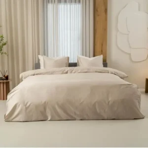 Kayori Egyptisch-katoensatijn dekbedovertrek Esra 400TC zand - lits-jumeaux 240x200/220 + 2 slopen