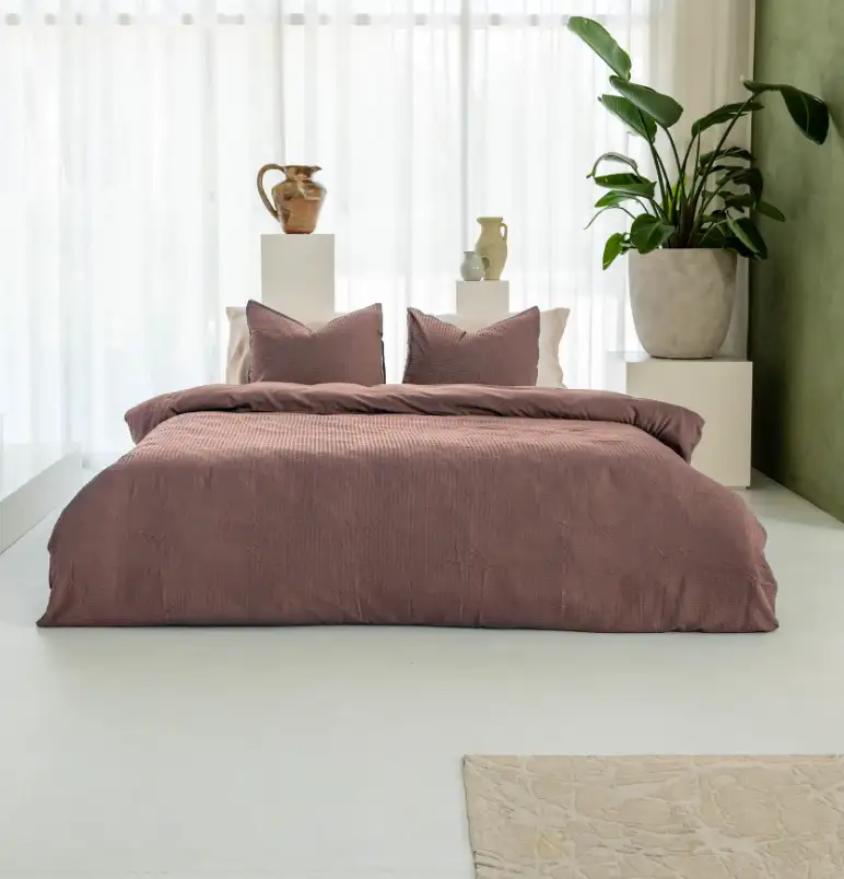 Kayori tencel dekbedovertrek Ochi mauve - 1-persoons 140x200/220cm + 1 sloop