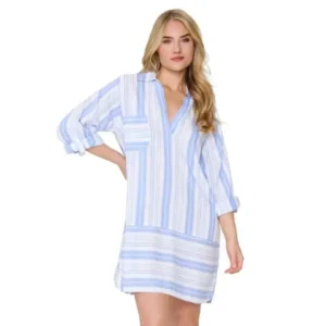 LingaDore tuniek pyjama jurk blauw streep - M
