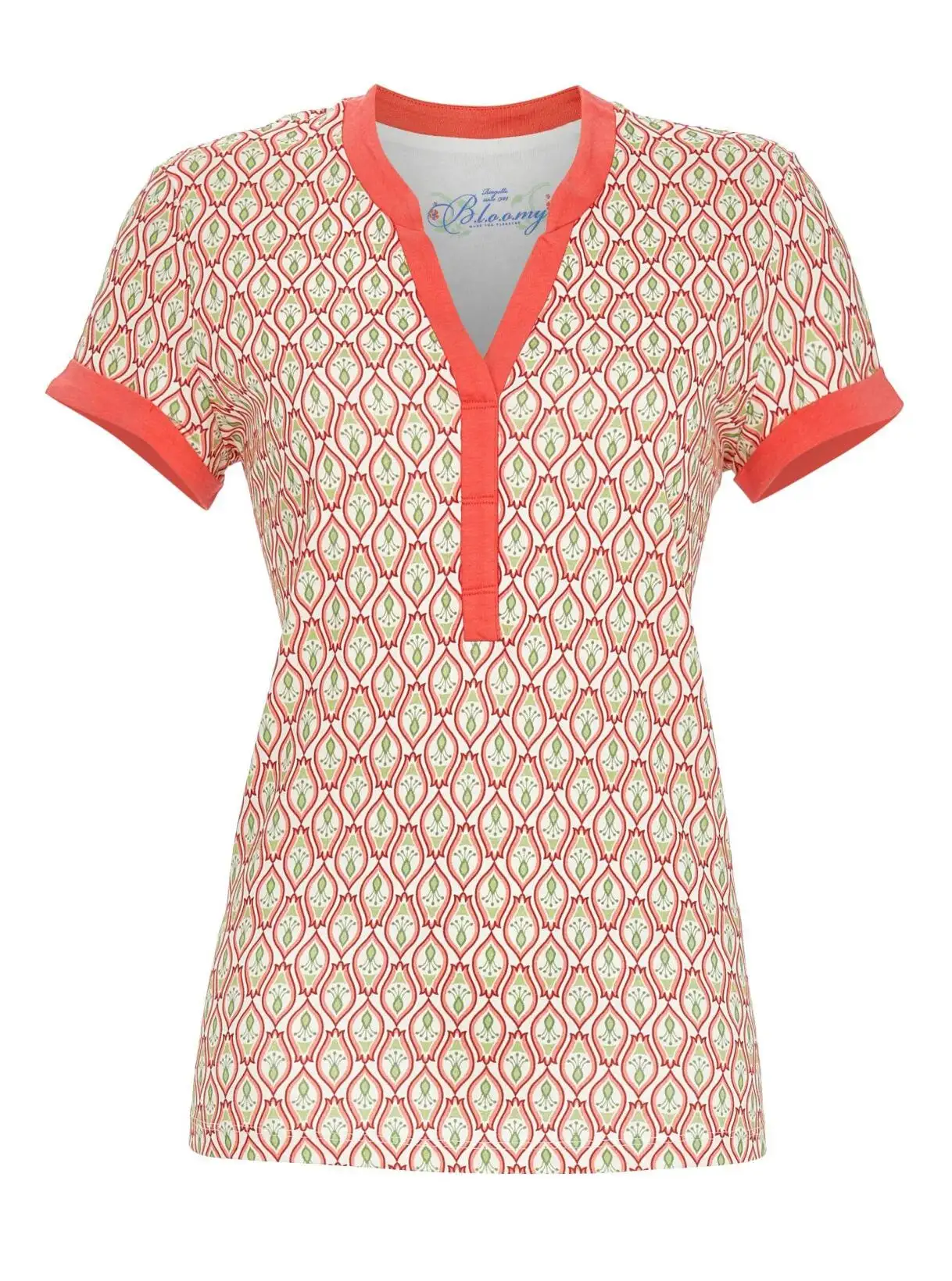 Ringella Bloomy dames v-shirt Ornament 6251410 light red