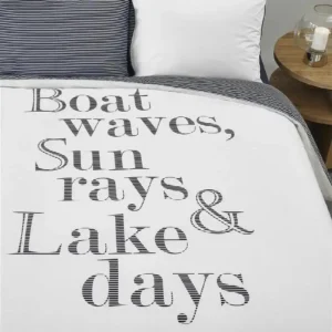Riviera Maison dekbedovertrek Lake Days navy 240x200/220 - lits-jumeaux 240x200/220 + 2 slopen
