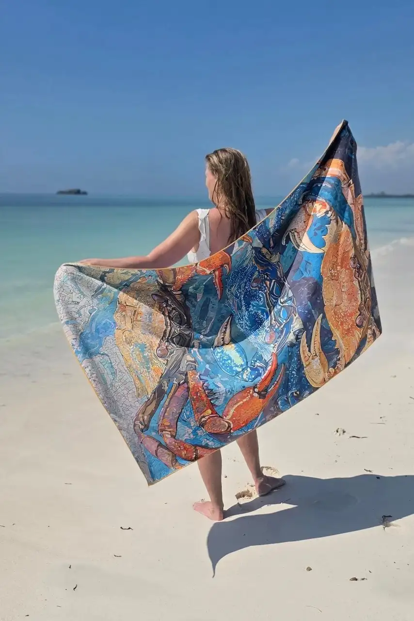 SooBluu reishanddoek XL Crab 100x190cm - Afbeelding 3