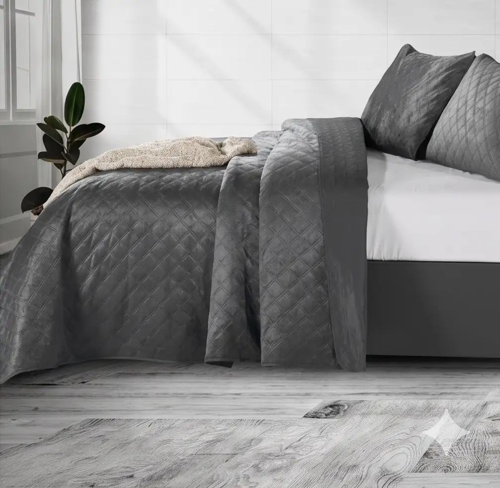 Dreamhouse bedsprei Velvet Classico 180x250cm antraciet - Afbeelding 2