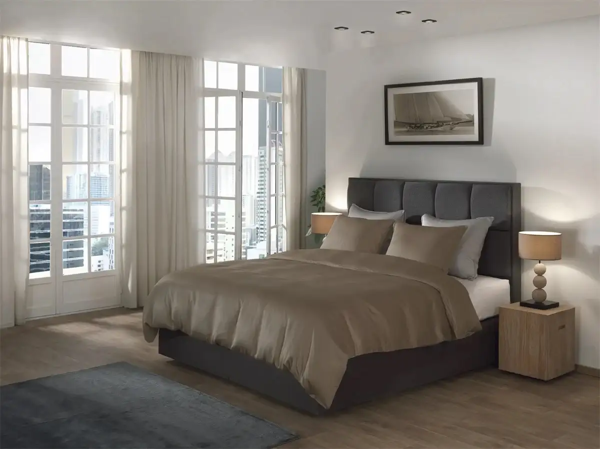 Yellow dekbedovertrek Suite New York Tencel taupe